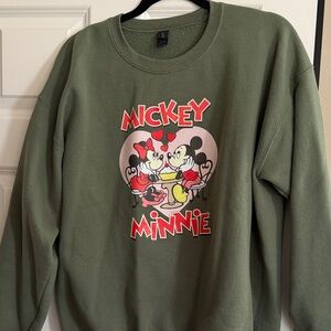 Green Mickey and Minnie Hearts Sweatshirt